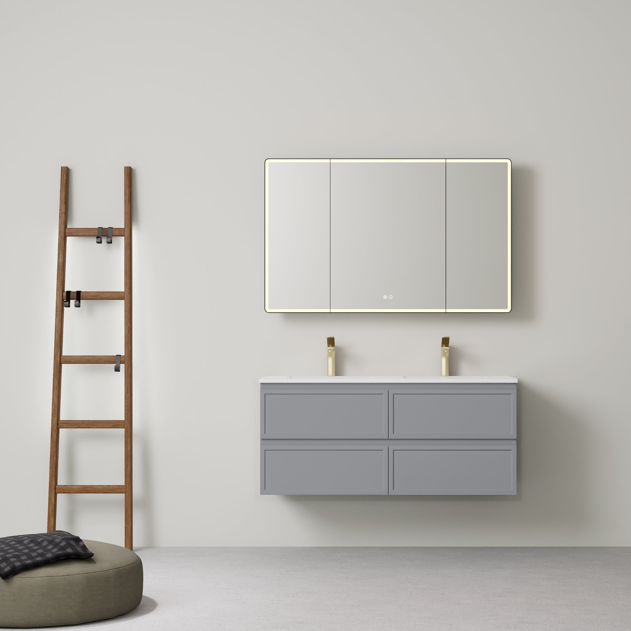 LUKKA HAMILTON MATTE GREY 1200MM DOUBLE BOWL WALL HUNG VANITY