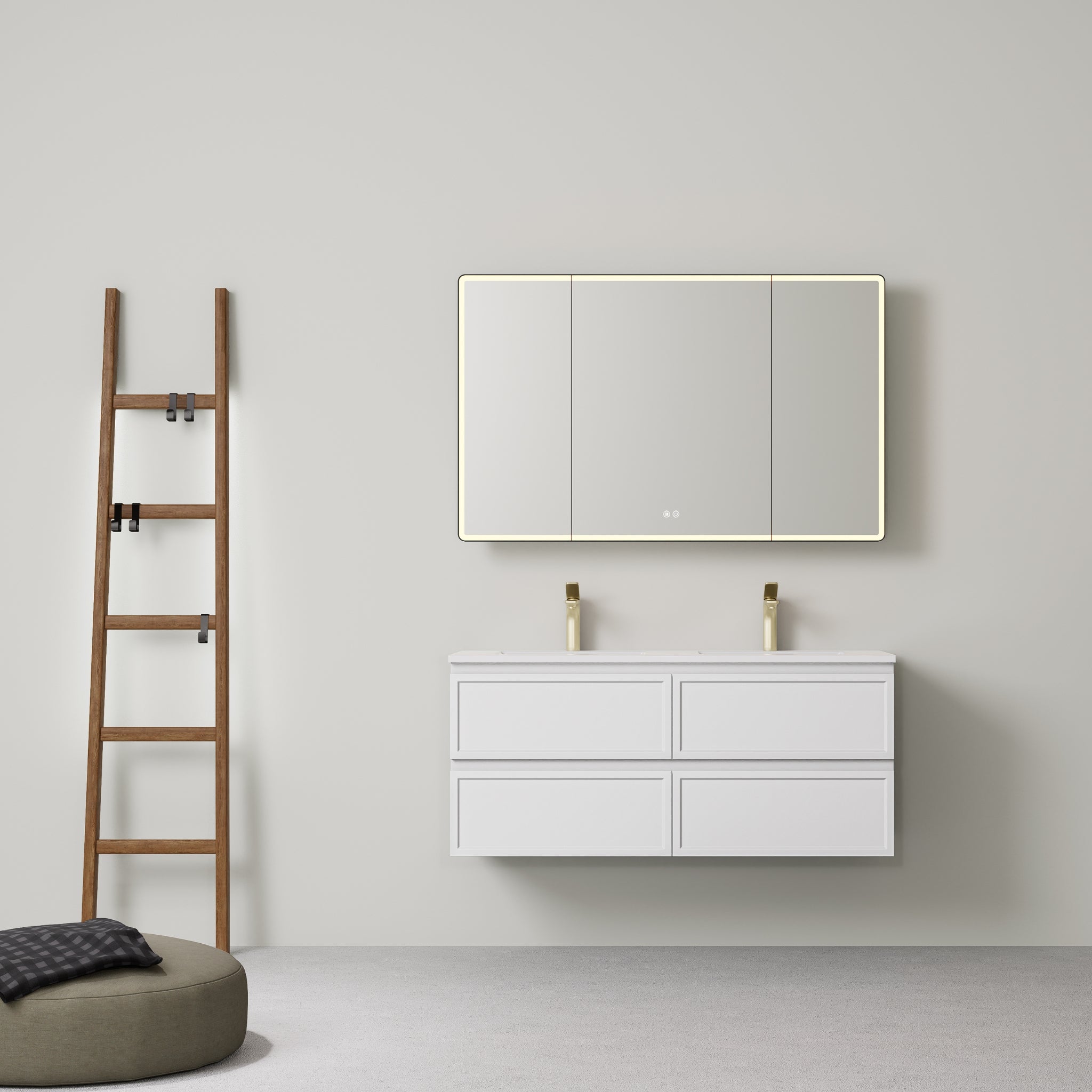 LUKKA HAMILTON MATTE WHITE 1200MM DOUBLE BOWL WALL HUNG VANITY