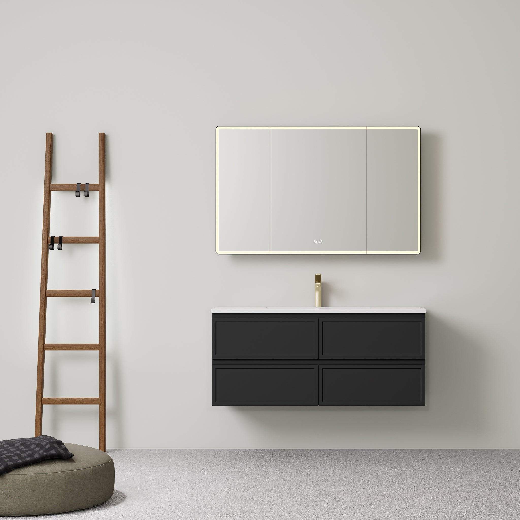 LUKKA HAMILTON MATTE BLACK 1200MM SINGLE BOWL WALL HUNG VANITY