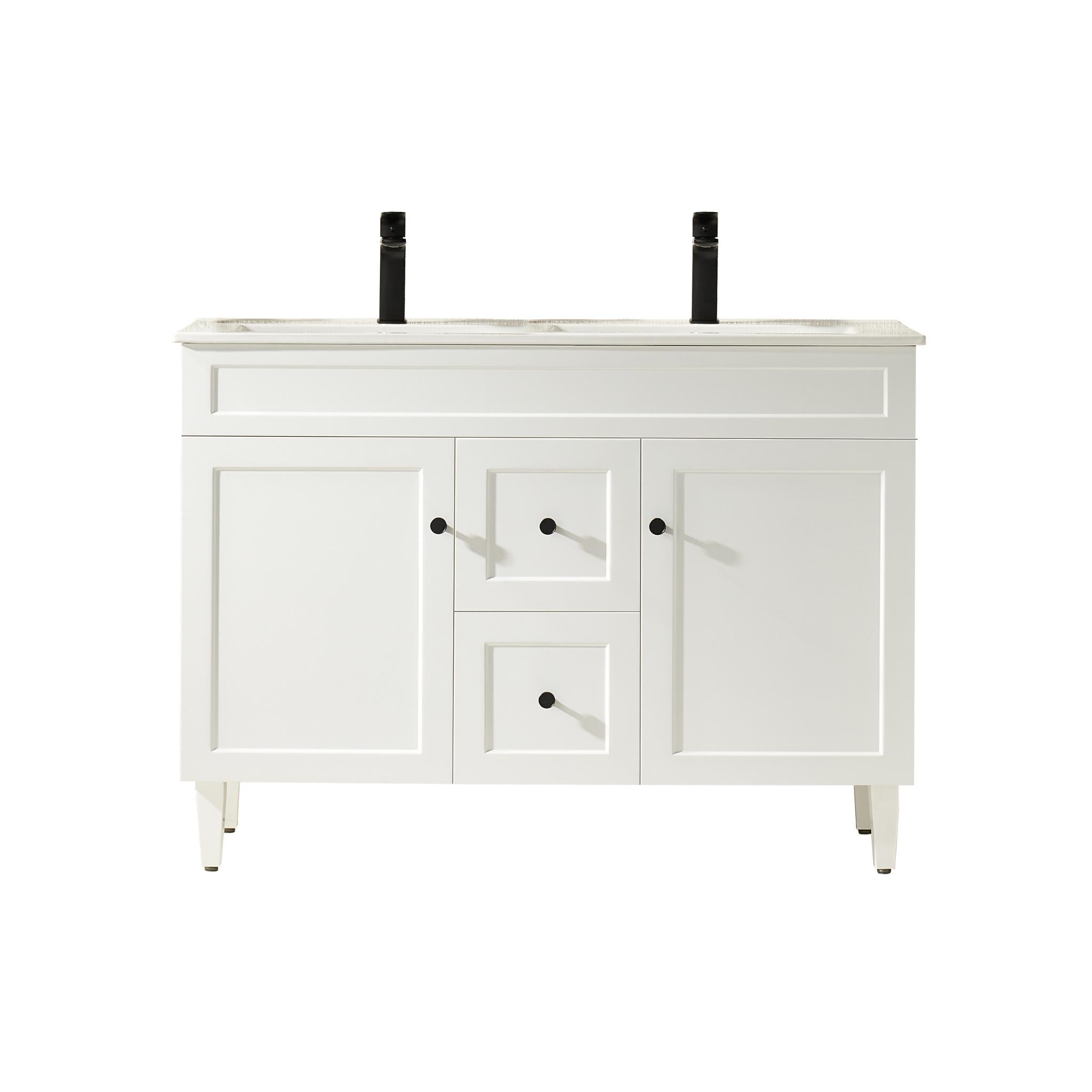 LUKKA HAROLD FEDERATION MATTE WHITE 1200MM DOUBLE BOWL FLOOR STANDING VANITY