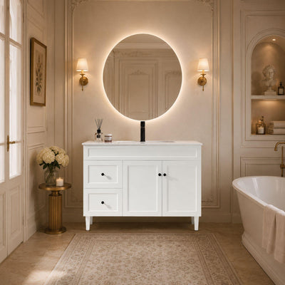 LUKKA HAROLD FEDERATION MATTE WHITE 1200MM SINGLE BOWL FLOOR STANDING VANITY (AVAILABLE IN LEFT AND RIGHT HAND DRAWER)