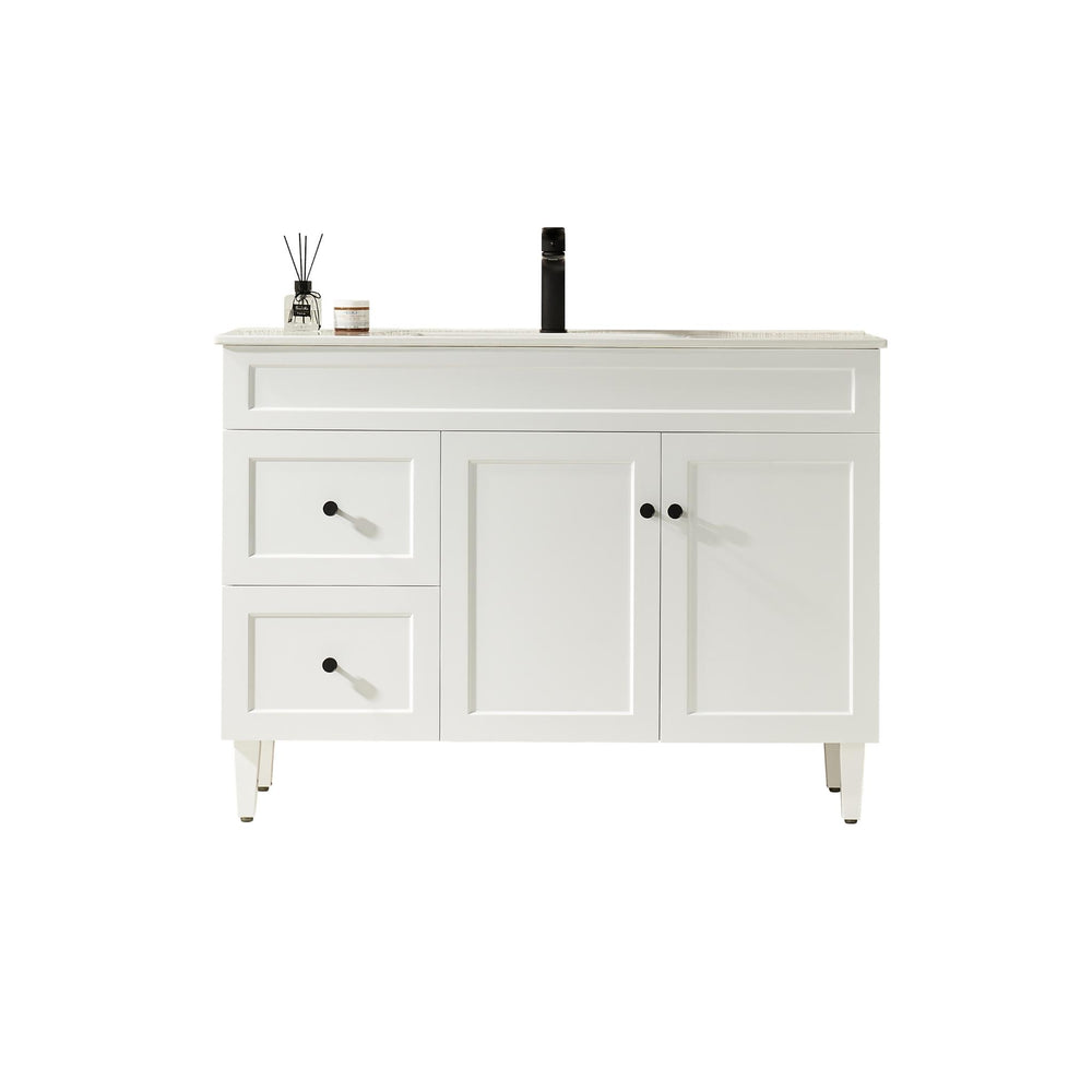 LUKKA HAROLD FEDERATION MATTE WHITE 1200MM SINGLE BOWL FLOOR STANDING VANITY (AVAILABLE IN LEFT AND RIGHT HAND DRAWER)