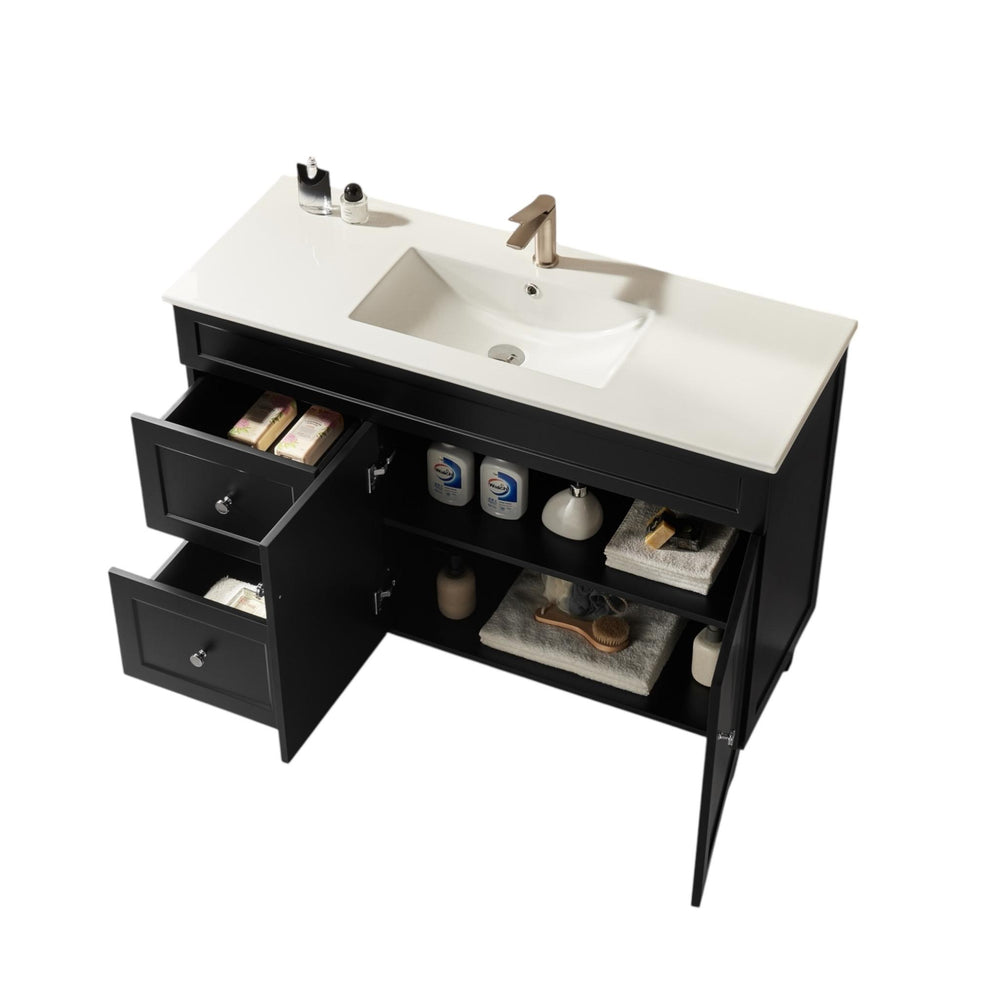 LUKKA HAROLD FEDERATION MATTE BLACK 1200MM SINGLE BOWL FLOOR STANDING VANITY (AVAILABLE IN LEFT AND RIGHT HAND DRAWER)