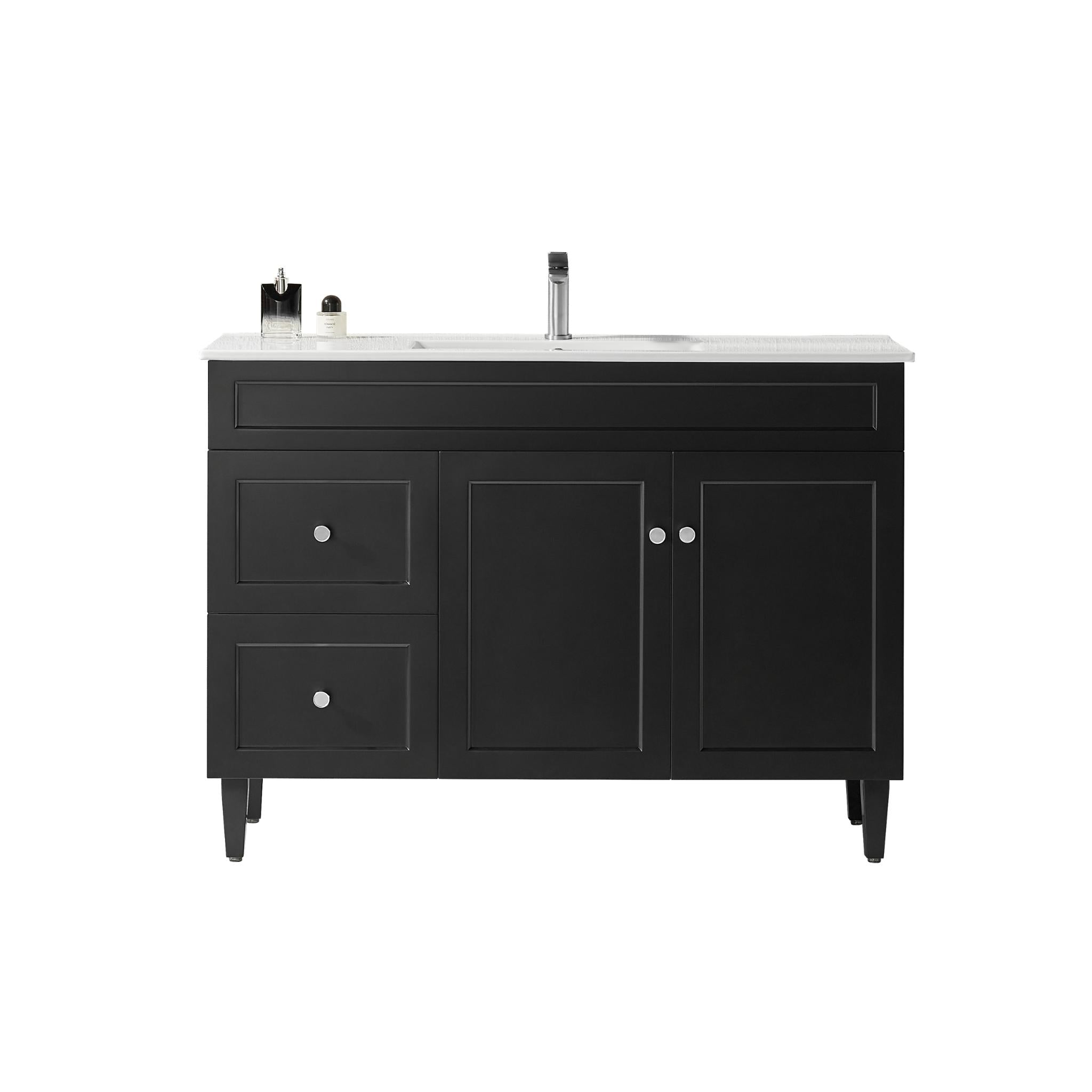 LUKKA HAROLD FEDERATION MATTE BLACK 1200MM SINGLE BOWL FLOOR STANDING VANITY (AVAILABLE IN LEFT AND RIGHT HAND DRAWER)