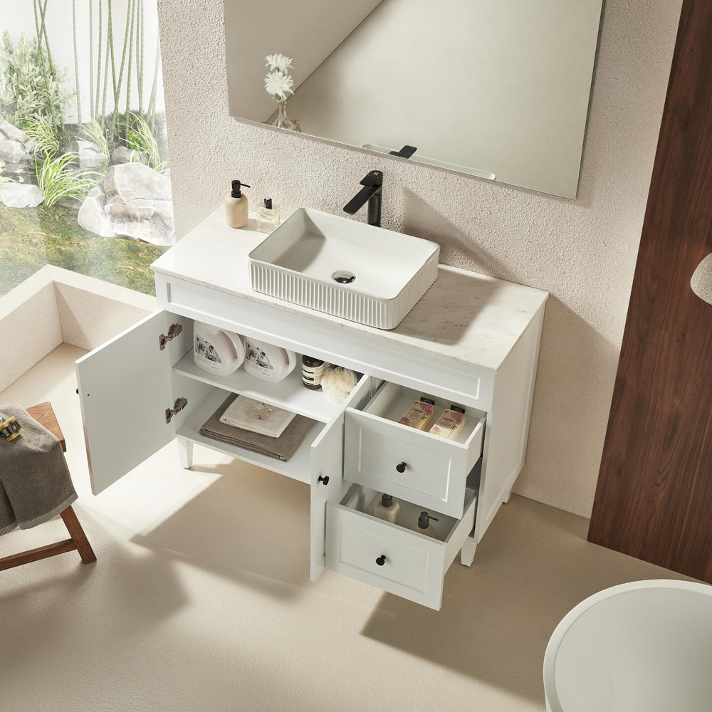 LUKKA HAROLD FEDERATION MATTE WHITE 1200MM SINGLE BOWL FLOOR STANDING VANITY (AVAILABLE IN LEFT AND RIGHT HAND DRAWER)