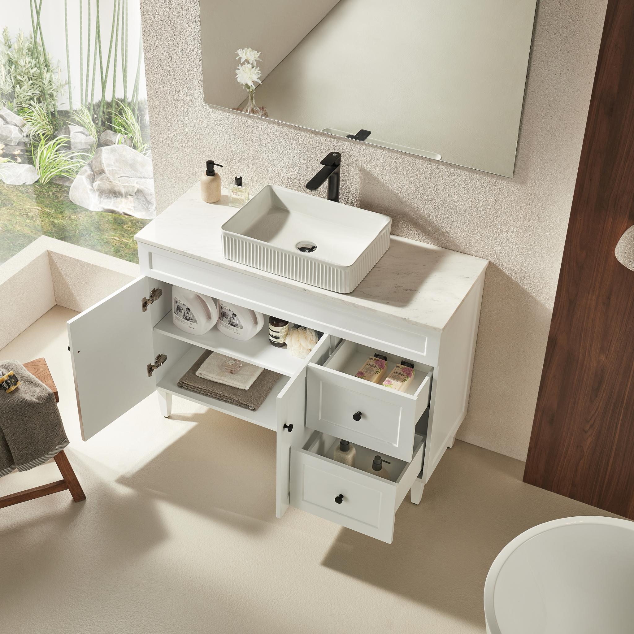 LUKKA HAROLD FEDERATION MATTE WHITE 1200MM SINGLE BOWL FLOOR STANDING VANITY (AVAILABLE IN LEFT AND RIGHT HAND DRAWER)