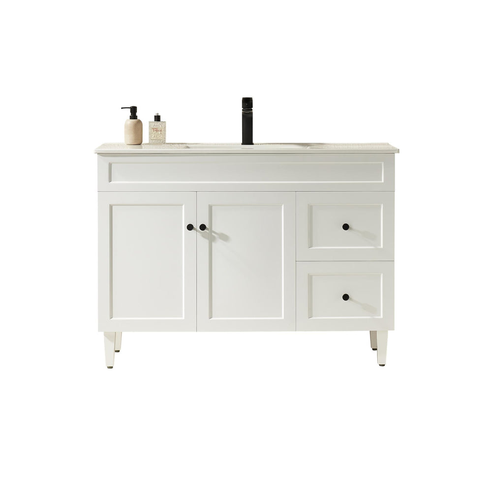 LUKKA HAROLD FEDERATION MATTE WHITE 1200MM SINGLE BOWL FLOOR STANDING VANITY (AVAILABLE IN LEFT AND RIGHT HAND DRAWER)