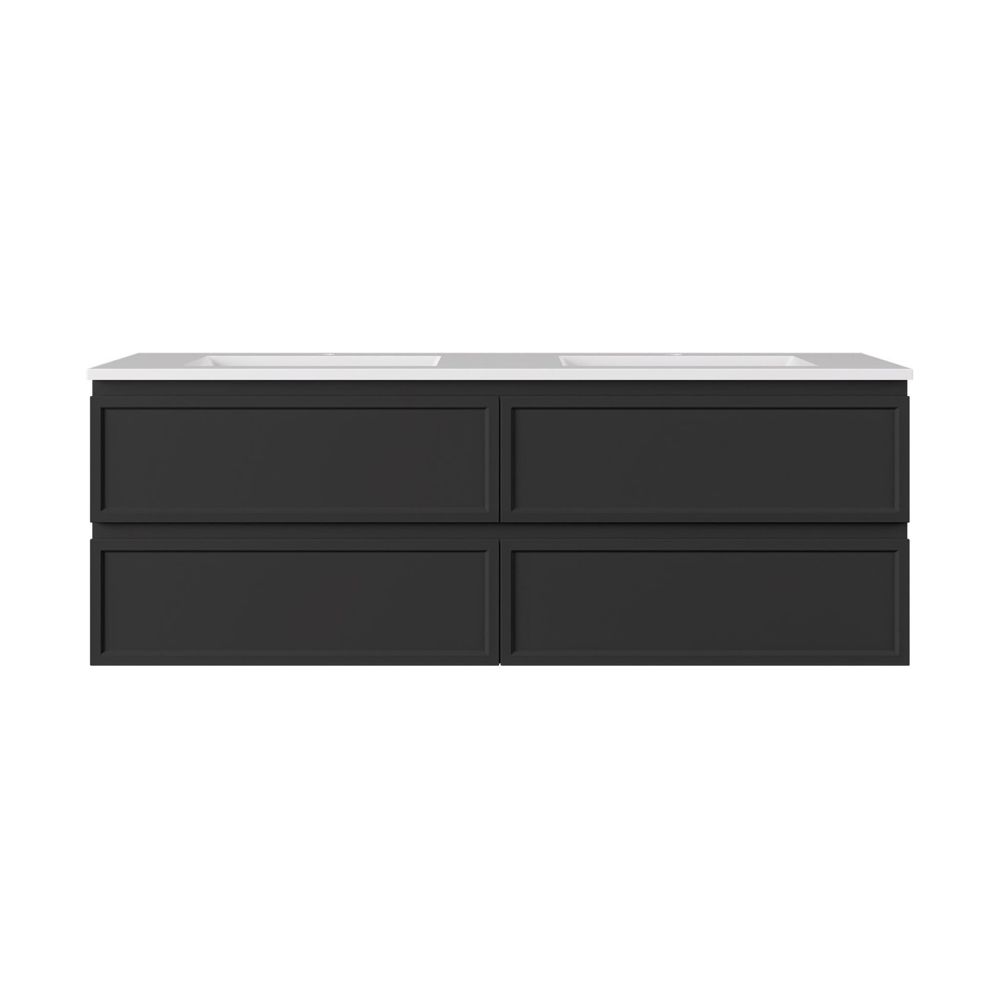 LUKKA HAMILTON MATTE BLACK 1500MM DOUBLE BOWL WALL HUNG VANITY