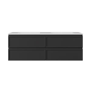 LUKKA HAMILTON MATTE BLACK 1500MM DOUBLE BOWL WALL HUNG VANITY