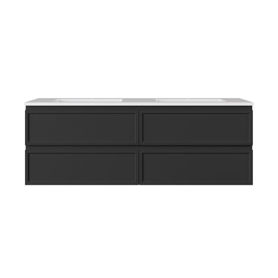 LUKKA HAMILTON MATTE BLACK 1500MM DOUBLE BOWL WALL HUNG VANITY