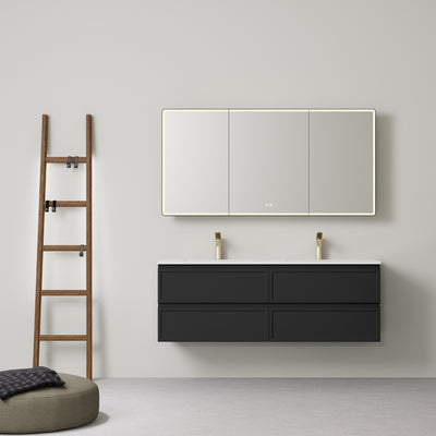 LUKKA HAMILTON MATTE BLACK 1500MM DOUBLE BOWL WALL HUNG VANITY