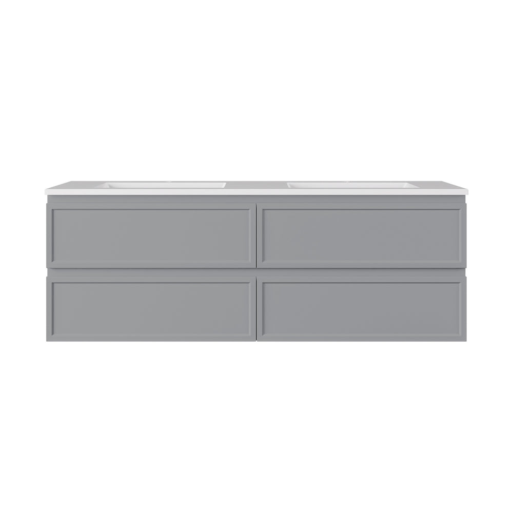LUKKA HAMILTON MATTE GREY 1500MM DOUBLE BOWL WALL HUNG VANITY