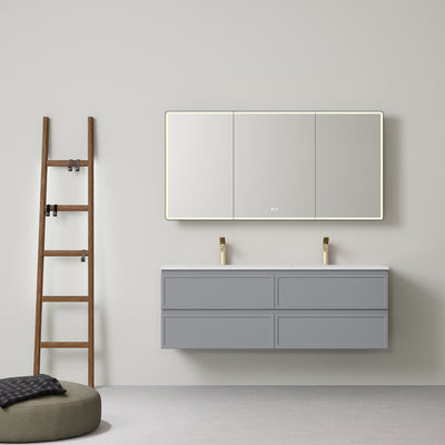 LUKKA HAMILTON MATTE GREY 1500MM DOUBLE BOWL WALL HUNG VANITY