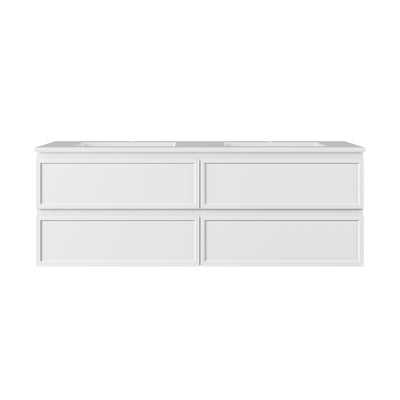 LUKKA HAMILTON MATTE WHITE 1500MM DOUBLE BOWL WALL HUNG VANITY