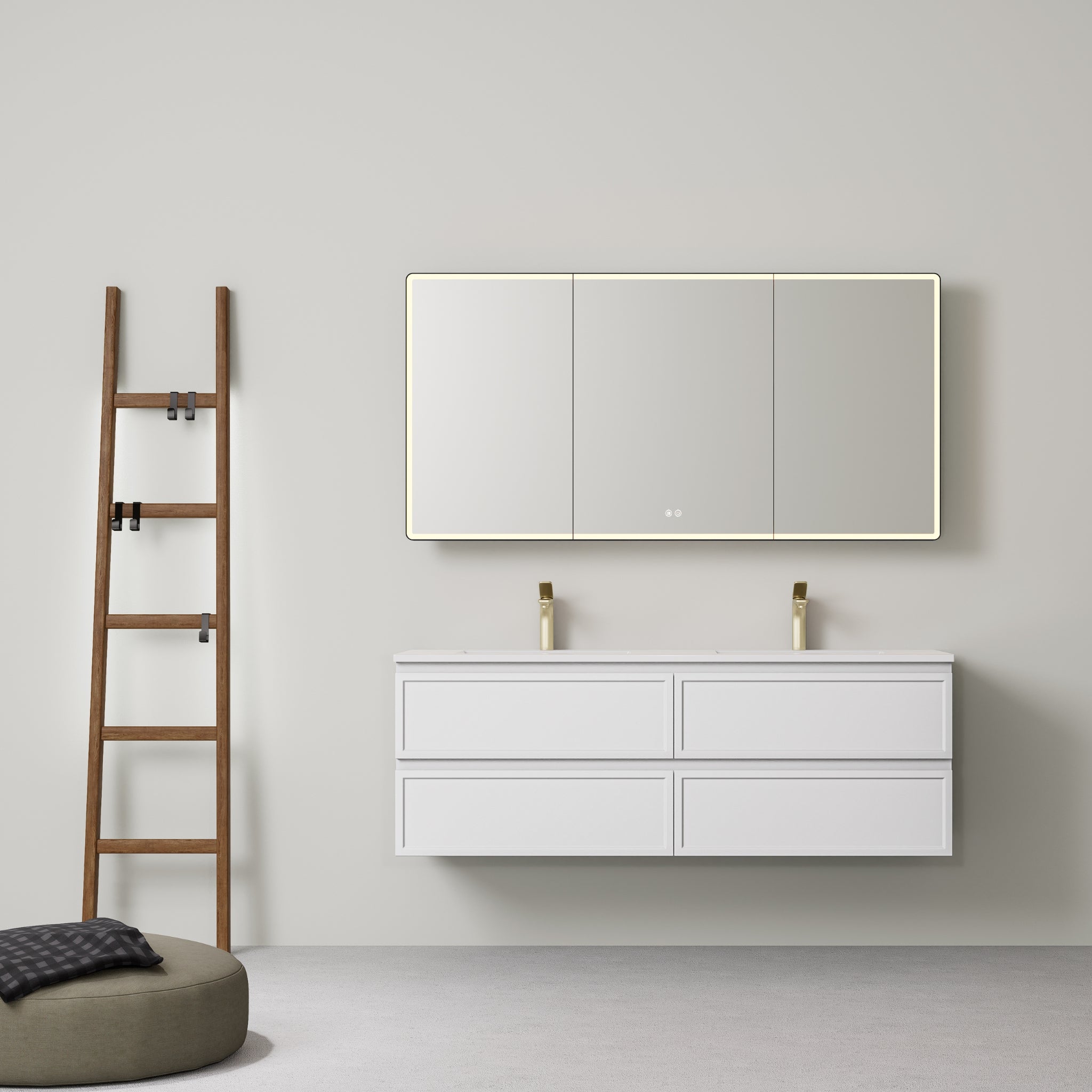 LUKKA HAMILTON MATTE WHITE 1500MM DOUBLE BOWL WALL HUNG VANITY