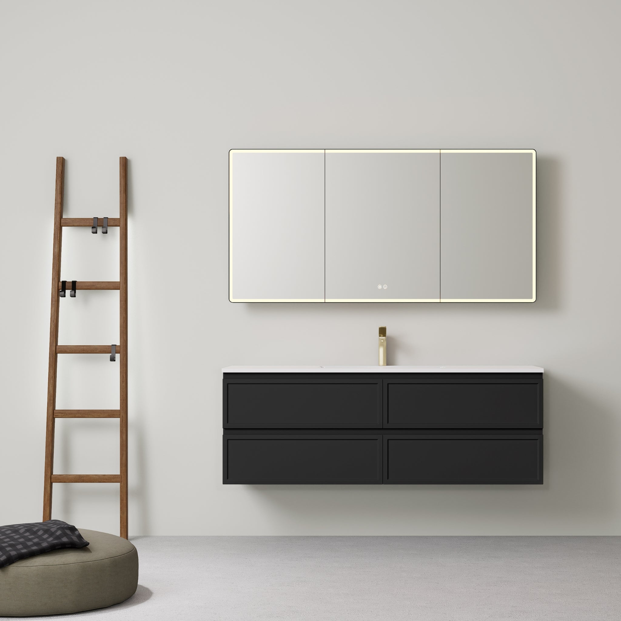 LUKKA HAMILTON MATTE BLACK 1500MM SINGLE BOWL WALL HUNG VANITY