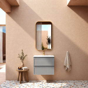 LUKKA HAMILTON MATTE GREY 600MM SINGLE BOWL WALL HUNG VANITY