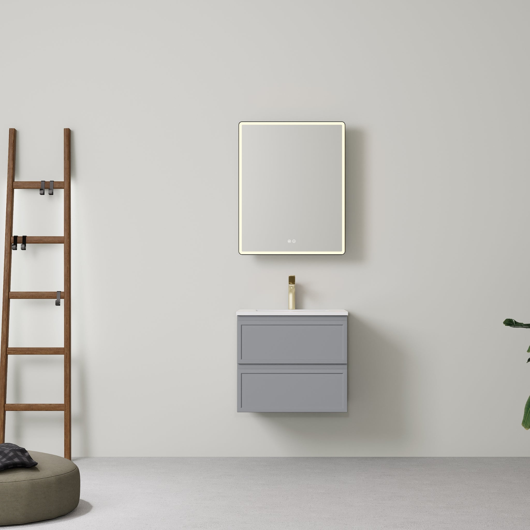 LUKKA HAMILTON MATTE GREY 600MM SINGLE BOWL WALL HUNG VANITY