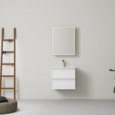 LUKKA HAMILTON MATTE WHITE 600MM SINGLE BOWL WALL HUNG VANITY