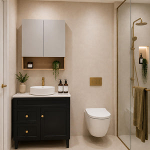 LUKKA HAROLD FEDERATION MATTE BLACK 750MM SINGLE BOWL FLOOR STANDING VANITY (AVAILABLE IN LEFT AND RIGHT HAND DRAWER)