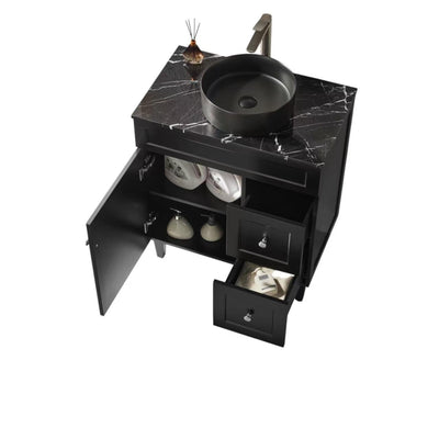 LUKKA HAROLD FEDERATION MATTE BLACK 750MM SINGLE BOWL FLOOR STANDING VANITY (AVAILABLE IN LEFT AND RIGHT HAND DRAWER)