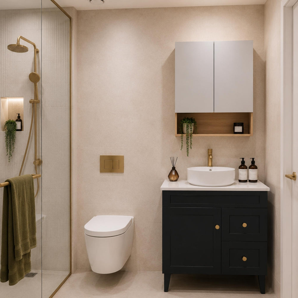 LUKKA HAROLD FEDERATION MATTE BLACK 750MM SINGLE BOWL FLOOR STANDING VANITY (AVAILABLE IN LEFT AND RIGHT HAND DRAWER)