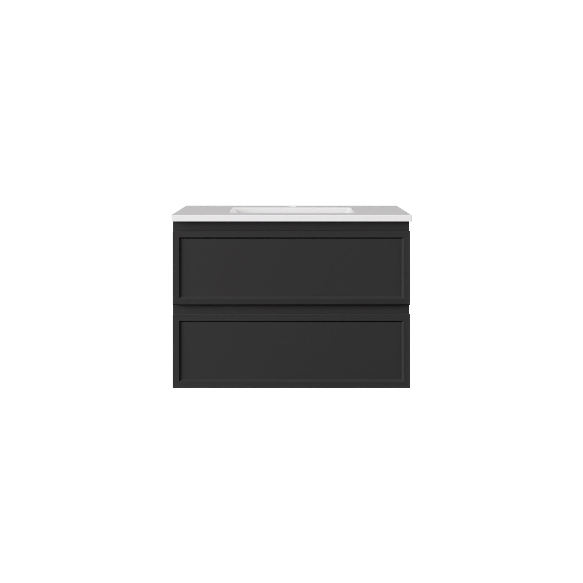 LUKKA HAMILTON MATTE BLACK 750MM SINGLE BOWL WALL HUNG VANITY