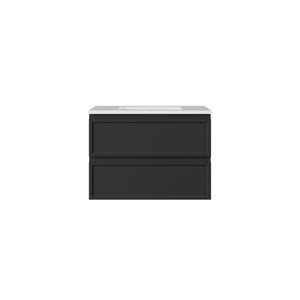 LUKKA HAMILTON MATTE BLACK 750MM SINGLE BOWL WALL HUNG VANITY