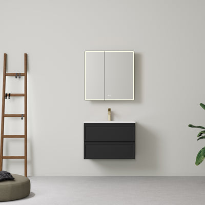 LUKKA HAMILTON MATTE BLACK 750MM SINGLE BOWL WALL HUNG VANITY