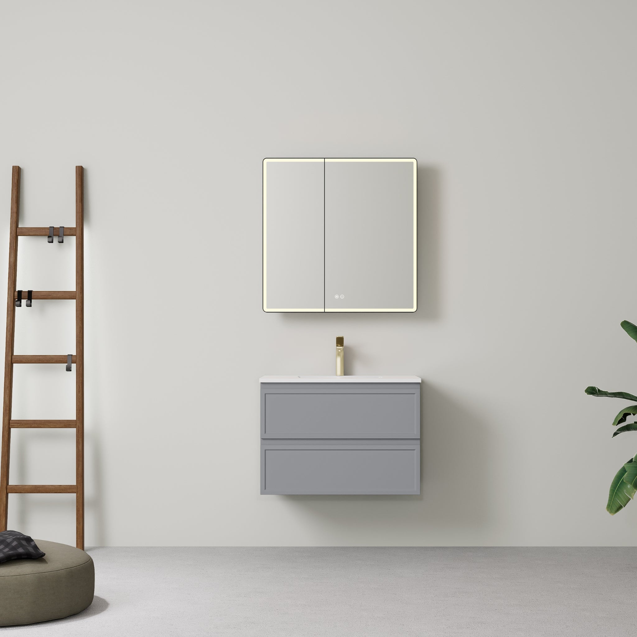 LUKKA HAMILTON MATTE GREY 750MM SINGLE BOWL WALL HUNG VANITY