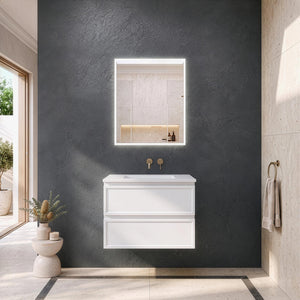 LUKKA HAMILTON MATTE WHITE 750MM SINGLE BOWL WALL HUNG VANITY
