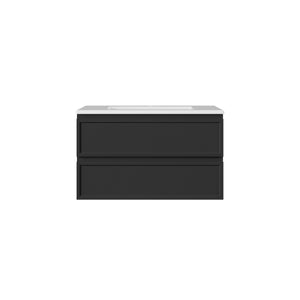 LUKKA HAMILTON MATTE BLACK 900MM SINGLE BOWL WALL HUNG VANITY