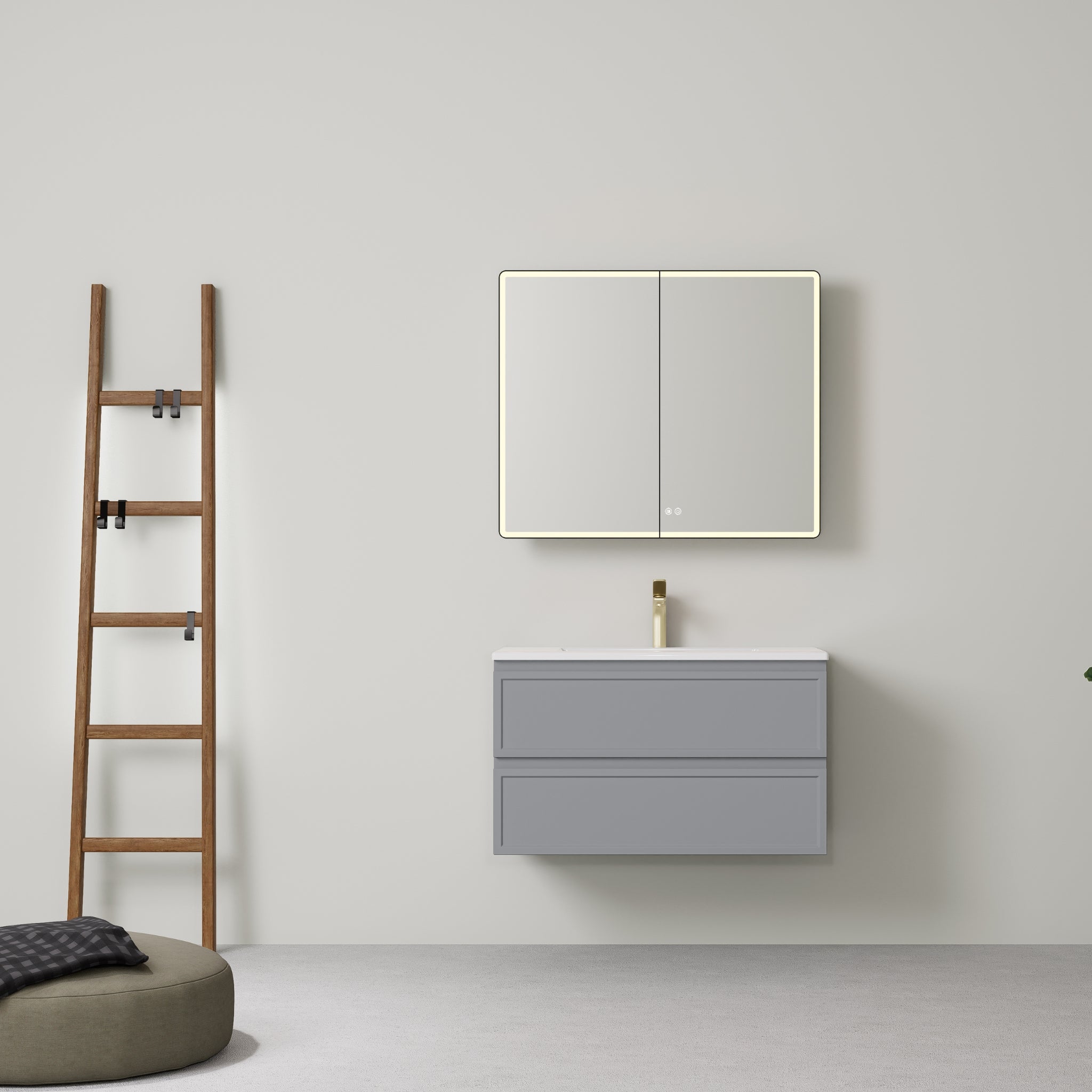 LUKKA HAMILTON MATTE GREY 900MM SINGLE BOWL WALL HUNG VANITY