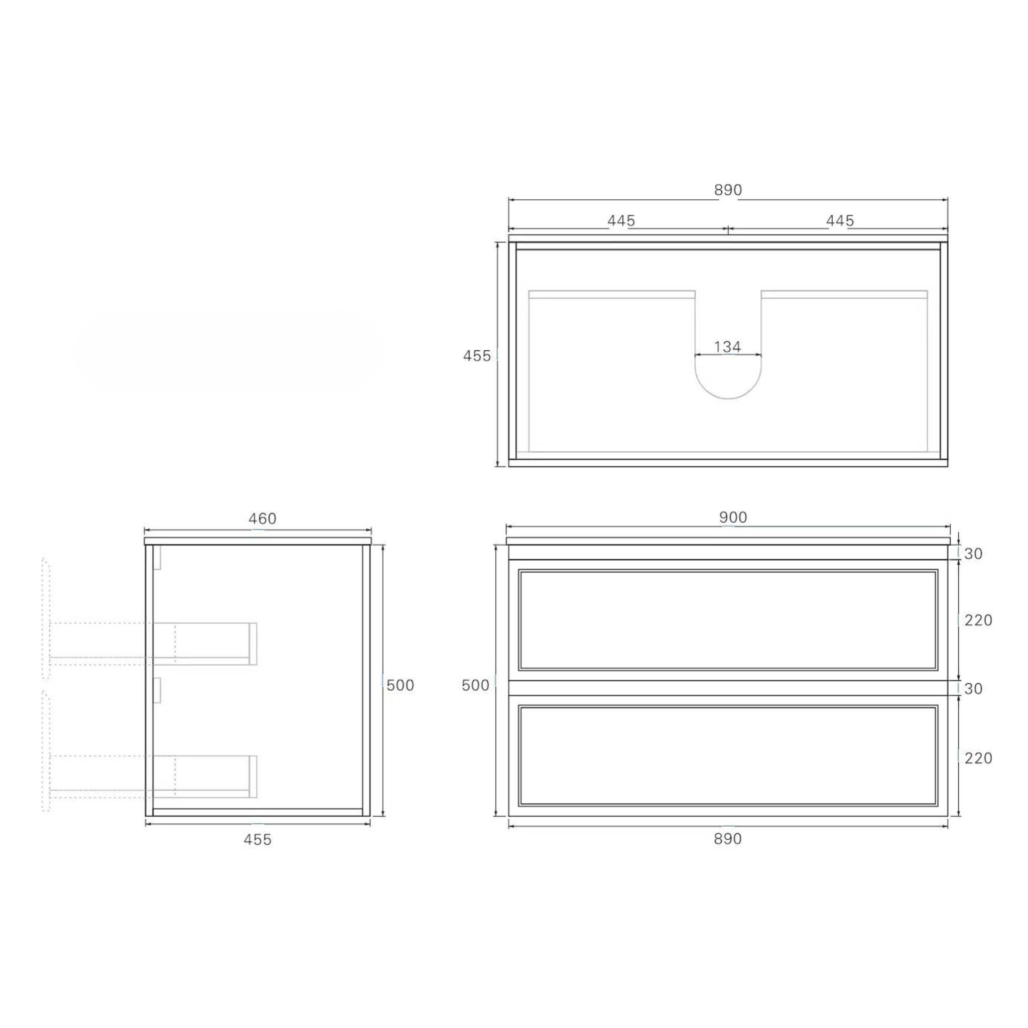 LUKKA HAMILTON MATTE WHITE 900MM SINGLE BOWL WALL HUNG VANITY