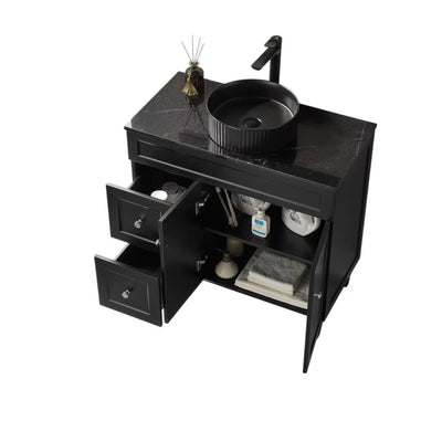 LUKKA HAROLD FEDERATION MATTE BLACK 900MM SINGLE BOWL FLOOR STANDING VANITY (AVAILABLE IN LEFT AND RIGHT HAND DRAWER)