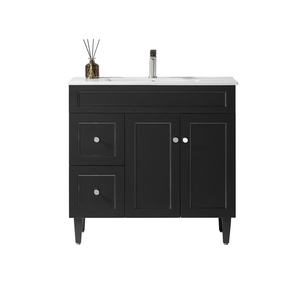 LUKKA HAROLD FEDERATION MATTE BLACK 900MM SINGLE BOWL FLOOR STANDING VANITY (AVAILABLE IN LEFT AND RIGHT HAND DRAWER)