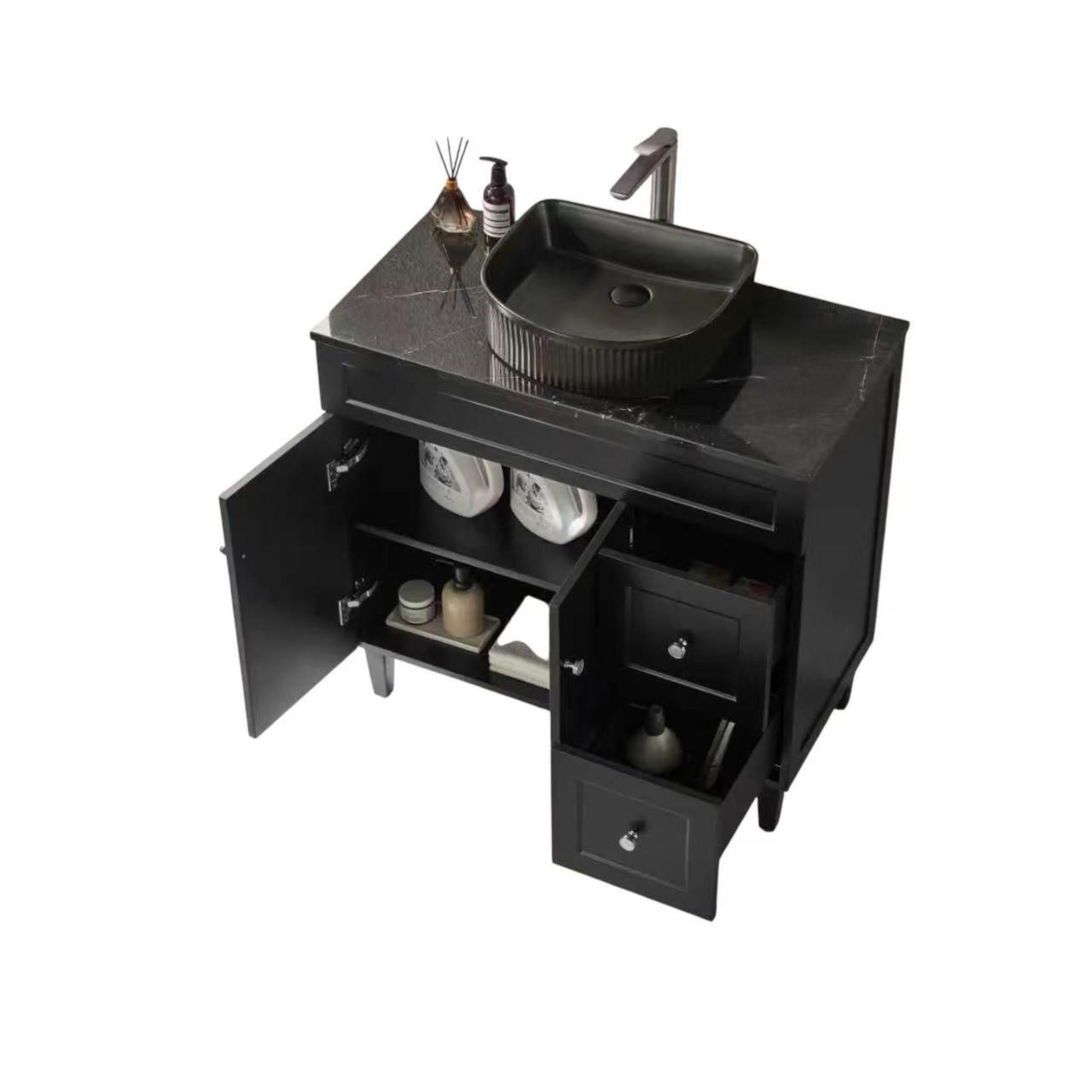LUKKA HAROLD FEDERATION MATTE BLACK 900MM SINGLE BOWL FLOOR STANDING VANITY (AVAILABLE IN LEFT AND RIGHT HAND DRAWER)