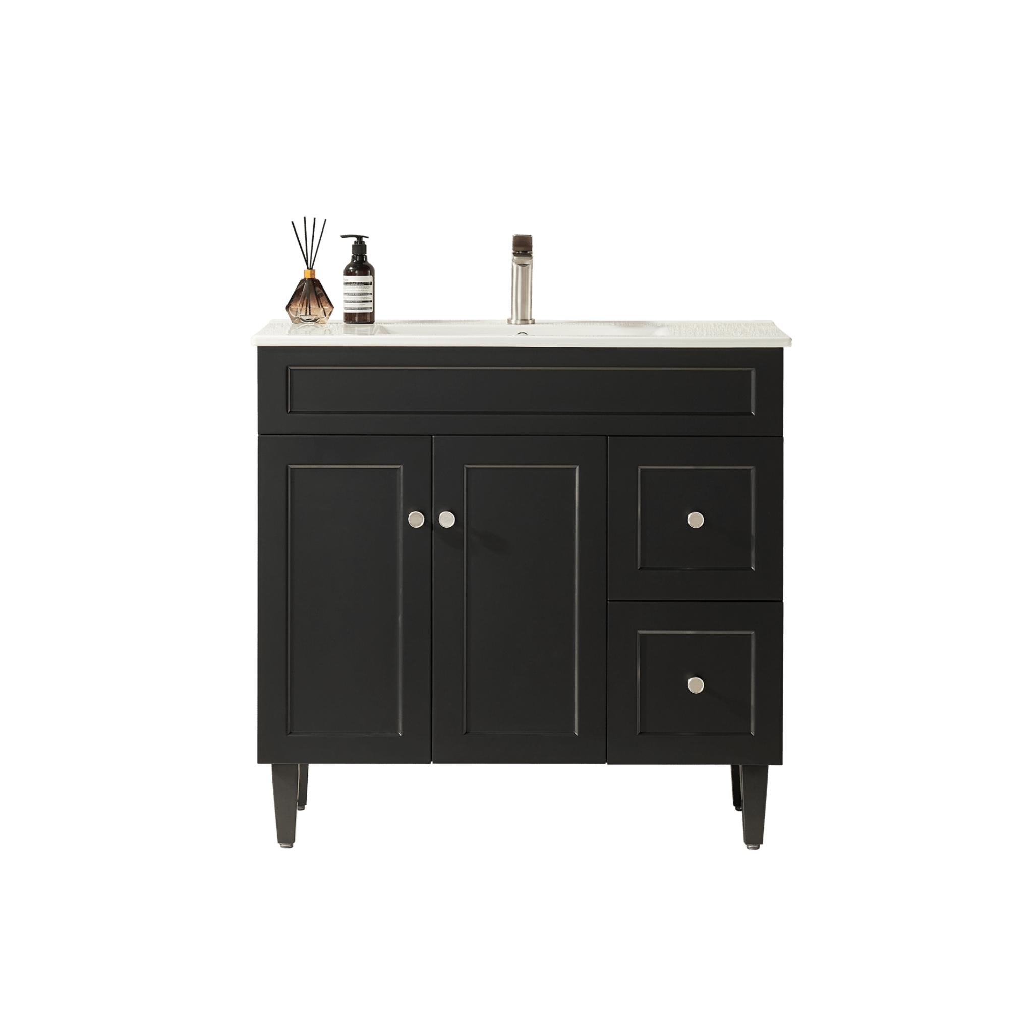 LUKKA HAROLD FEDERATION MATTE BLACK 900MM SINGLE BOWL FLOOR STANDING VANITY (AVAILABLE IN LEFT AND RIGHT HAND DRAWER)