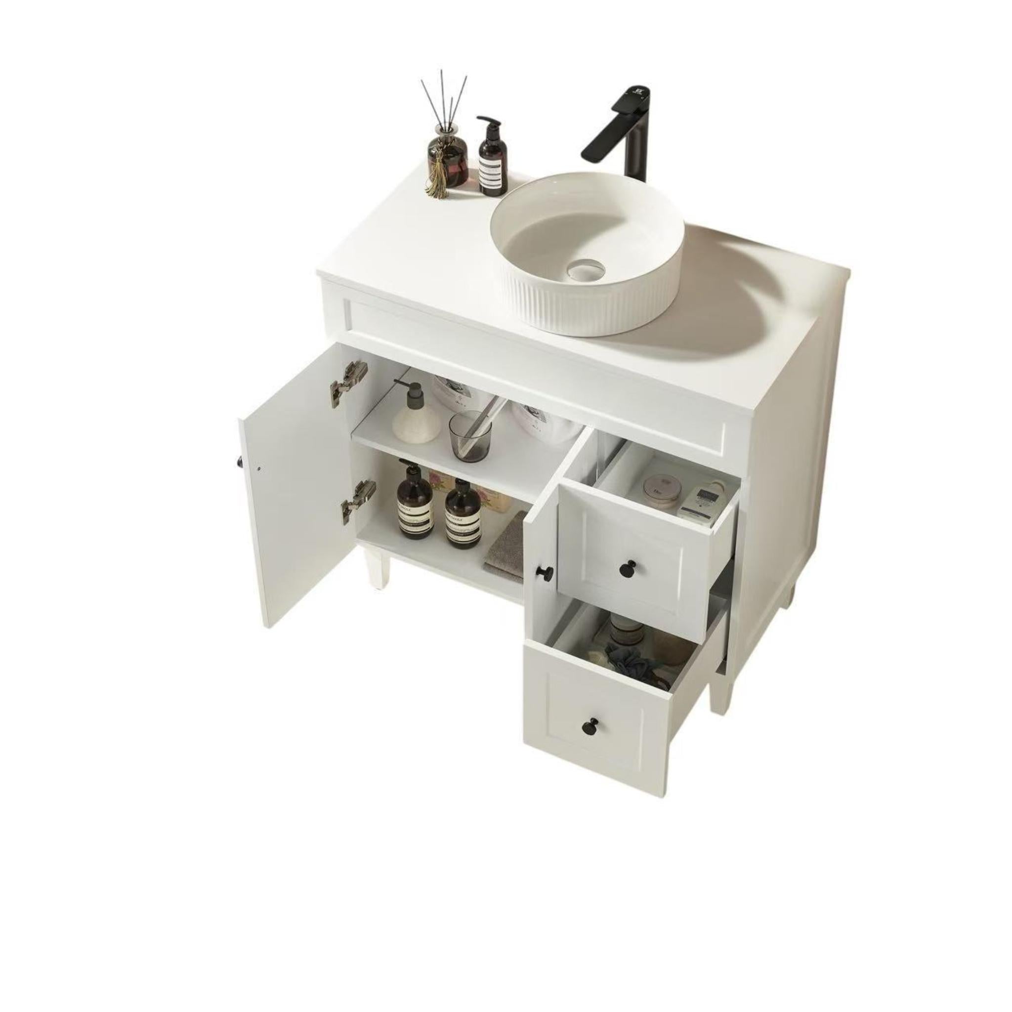 LUKKA HAROLD FEDERATION MATTE WHITE 900MM SINGLE BOWL FLOOR STANDING VANITY (AVAILABLE IN LEFT AND RIGHT HAND DRAWER)