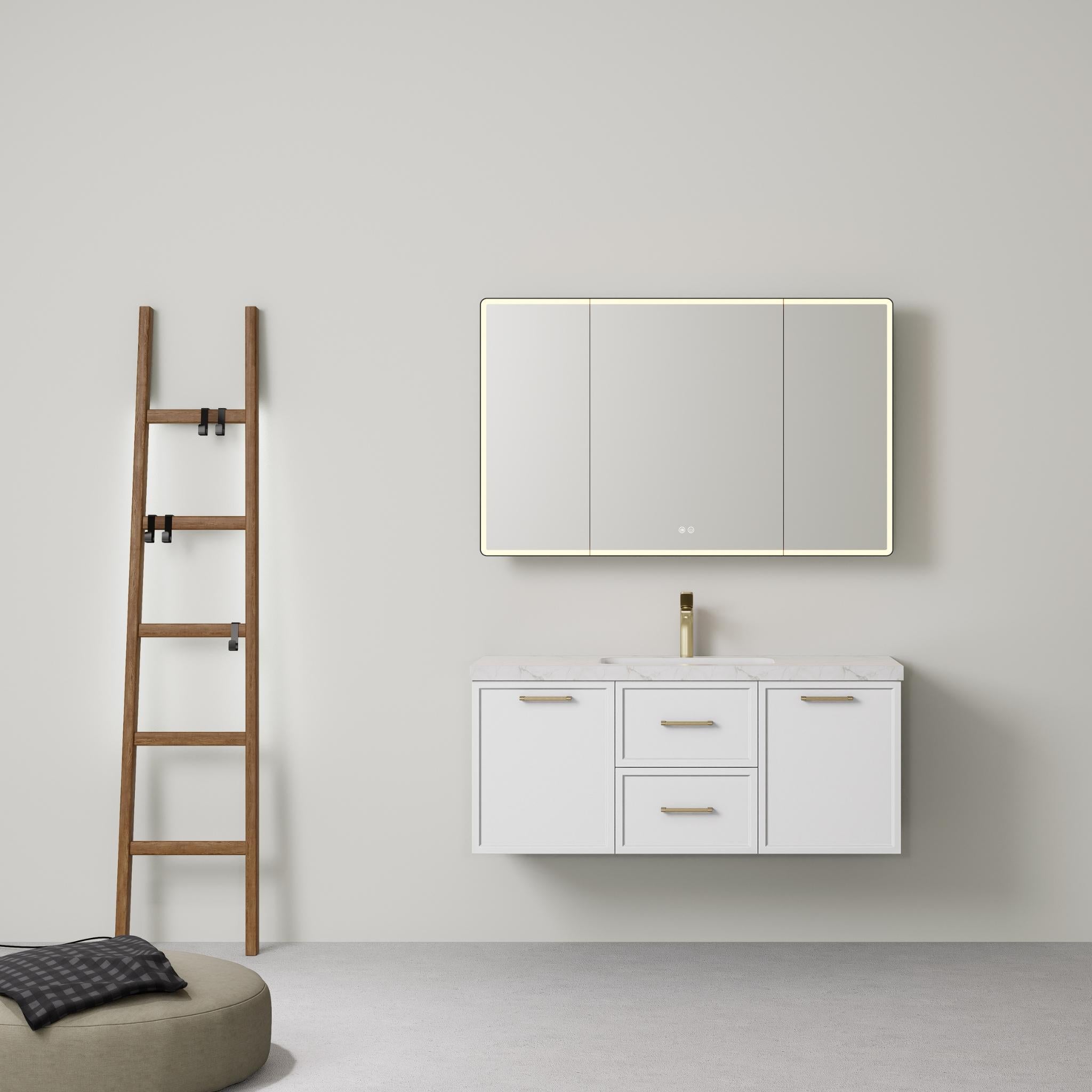 LUKKA KINGSLEY FEDERATION MATTE WHITE 1200MM SINGLE BOWL WALL HUNG VANITY