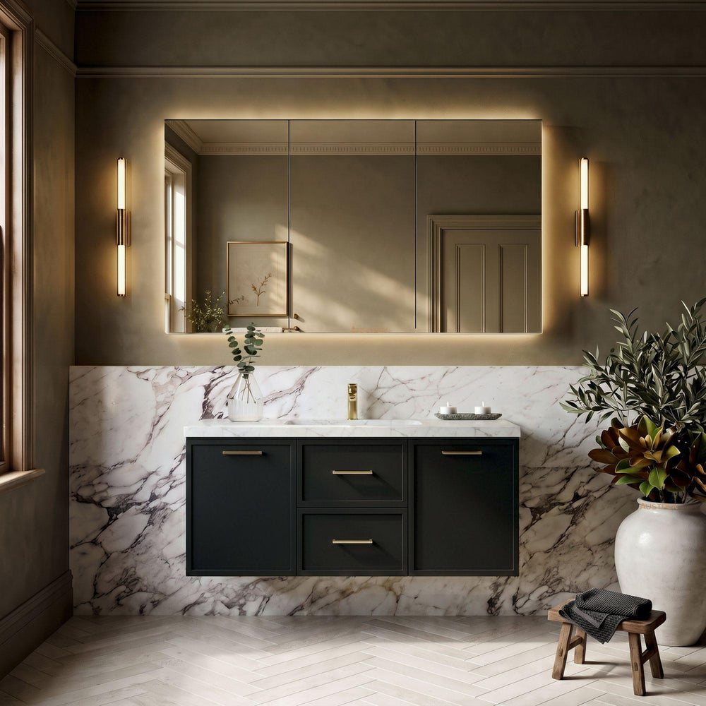 LUKKA KINGSLEY FEDERATION MATTE BLACK 1200MM SINGLE BOWL WALL HUNG VANITY