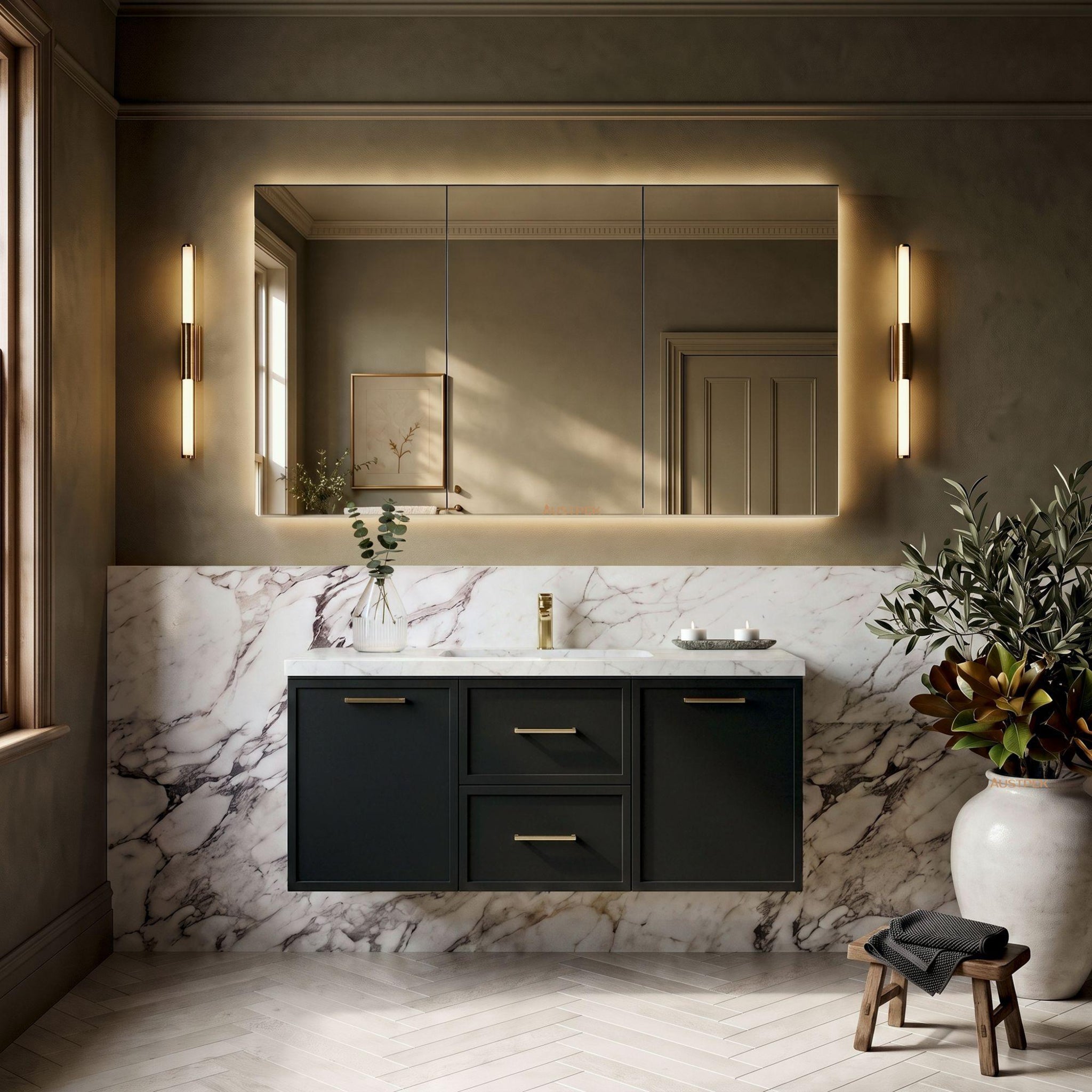 LUKKA KINGSLEY FEDERATION MATTE BLACK 1200MM SINGLE BOWL WALL HUNG VANITY
