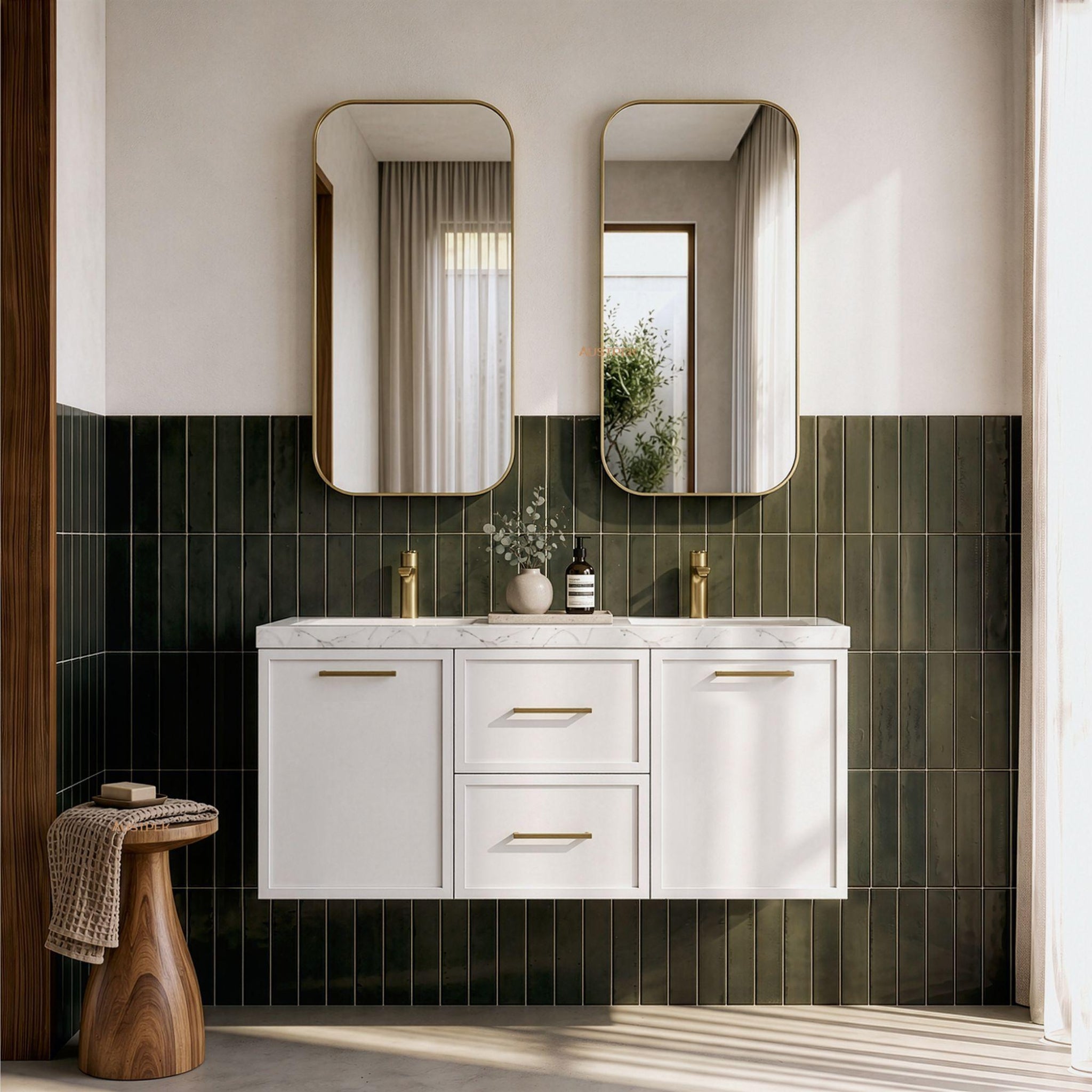 LUKKA KINGSLEY FEDERATION MATTE WHITE 1200MM DOUBLE BOWL WALL HUNG VANITY