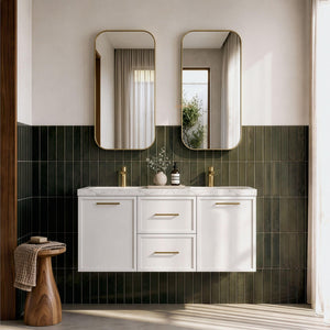 LUKKA KINGSLEY FEDERATION MATTE WHITE 1200MM DOUBLE BOWL WALL HUNG VANITY