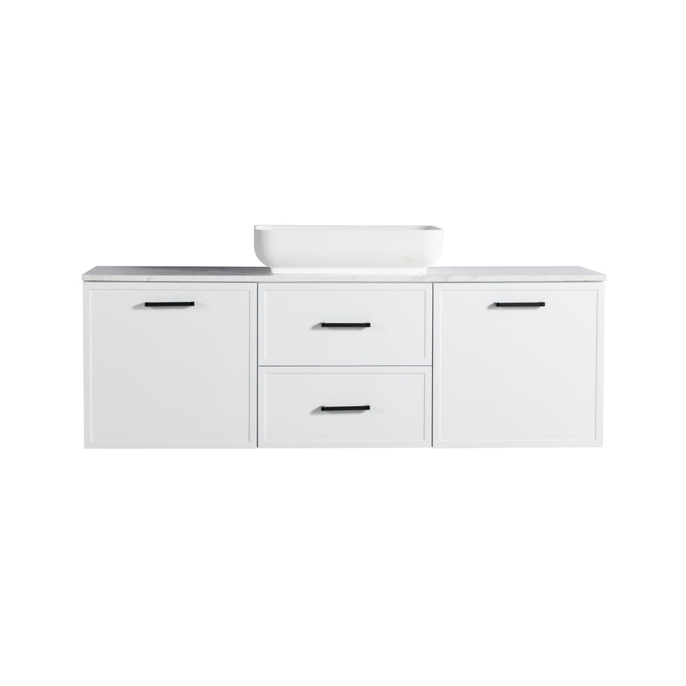 LUKKA KINGSLEY FEDERATION MATTE WHITE 1500MM SINGLE BOWL WALL HUNG VANITY