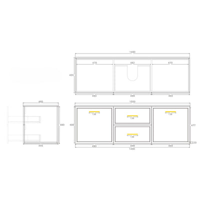 LUKKA KINGSLEY FEDERATION OLIVE GREEN 1500MM DOUBLE BOWL WALL HUNG VANITY