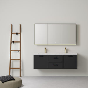 LUKKA KINGSLEY FEDERATION MATTE BLACK 1500MM DOUBLE BOWL WALL HUNG VANITY