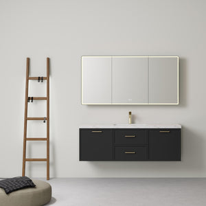 LUKKA KINGSLEY FEDERATION MATTE BLACK 1500MM SINGLE BOWL WALL HUNG VANITY