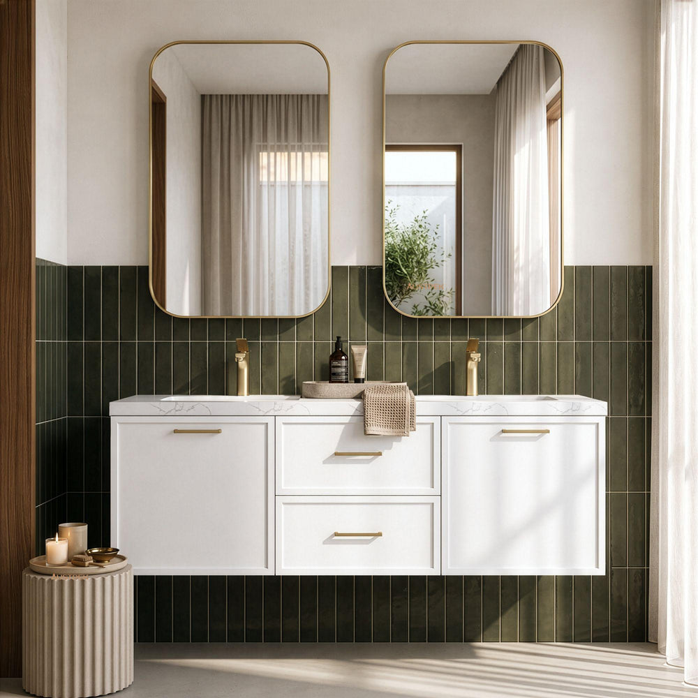 LUKKA KINGSLEY FEDERATION MATTE WHITE 1500MM DOUBLE BOWL WALL HUNG VANITY