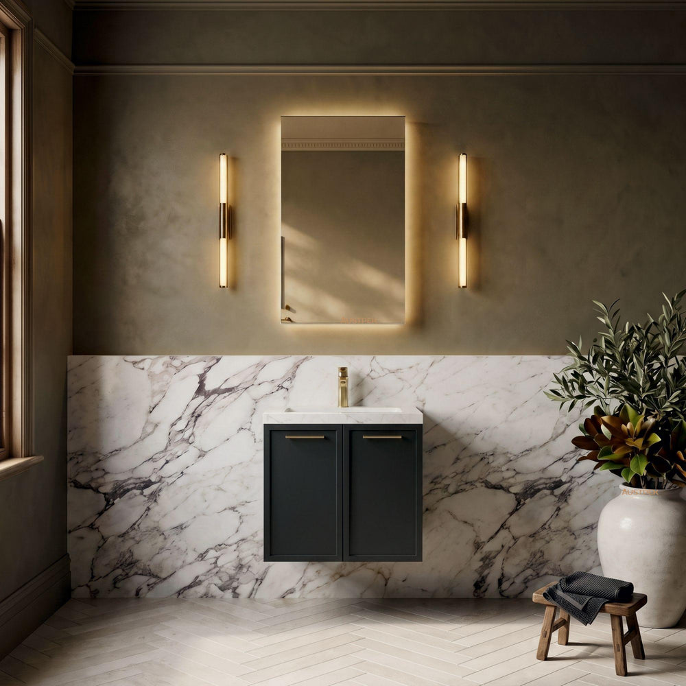 LUKKA KINGSLEY FEDERATION MATTE BLACK 600MM SINGLE BOWL WALL HUNG VANITY